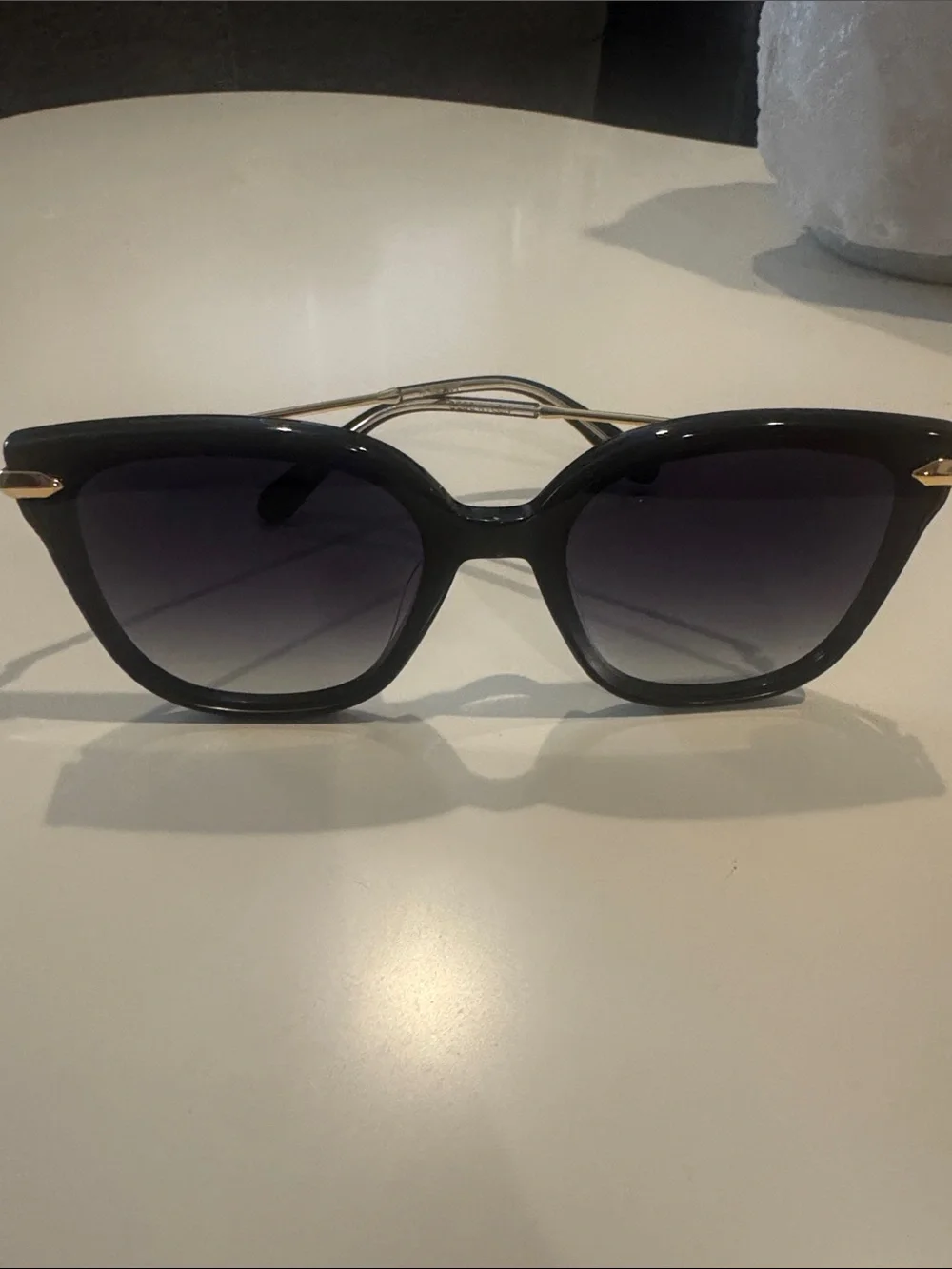 KREWE Dede Nylon Oversized Black Frame Sunglasses with Gradient Smoke Lenses